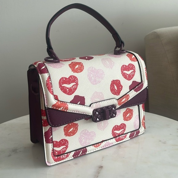 NWT ALDO Valentines Kisses Satchel Crossbody  Bag White Pink Purple - Picture 2 of 12
